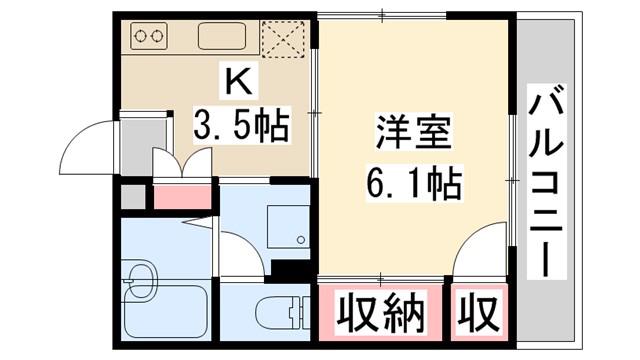 フローラ花屋敷(1K/1階)の間取り写真