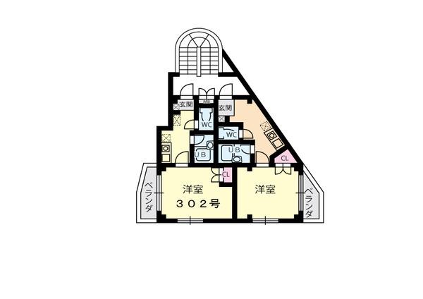 メゾンミュリエ灘(1K/4階)の間取り写真