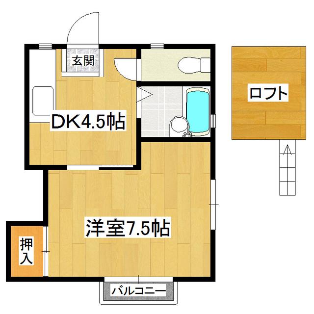 ロイヤルハイツC棟(1DK/1階)の間取り写真
