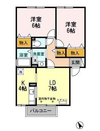 プレジール藤森II(2LDK/1階)の間取り写真