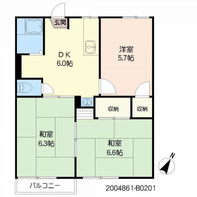 グリーンプラザ鶴見(3DK/1階)の間取り写真