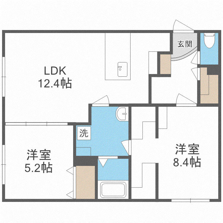RESTS ON 琴似(2LDK/4階)の間取り写真