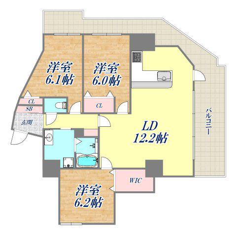 ロータリー宝塚南口(3LDK/8階)の間取り写真