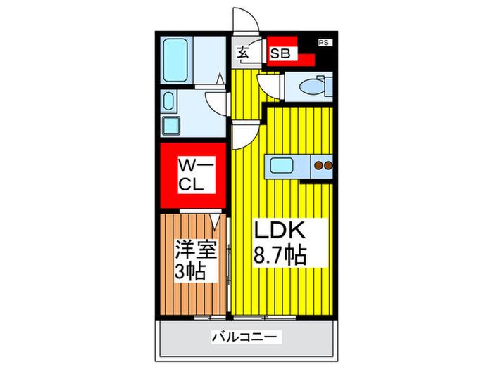 メゾンクレールIII(1LDK/3階)の間取り写真