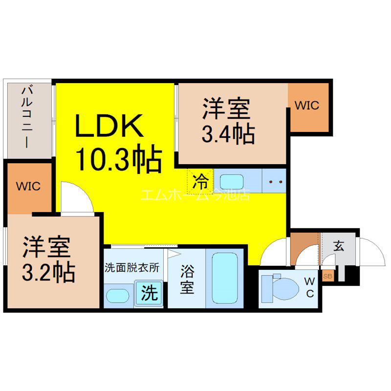 REGALEST上飯田4(2LDK/1階)の間取り写真