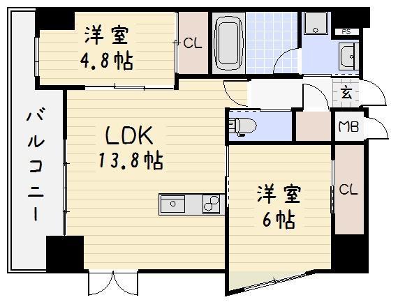 ベルコモンズ(2LDK/7階)の間取り写真