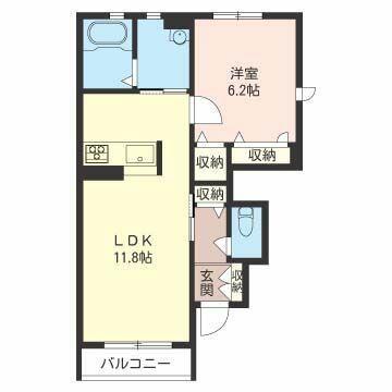 7 ヴィレッジI(1LDK/1階)の間取り写真