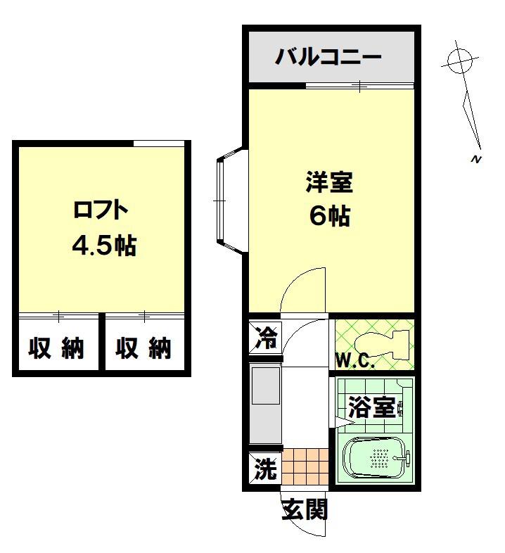 リバティハウス(1K/1階)の間取り写真