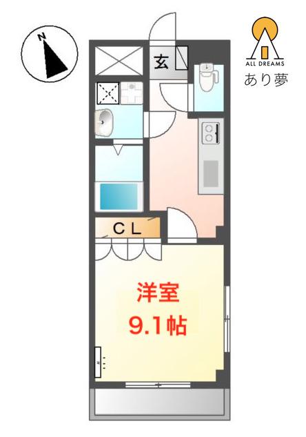 ドリーム菊名(1K/2階)の間取り写真