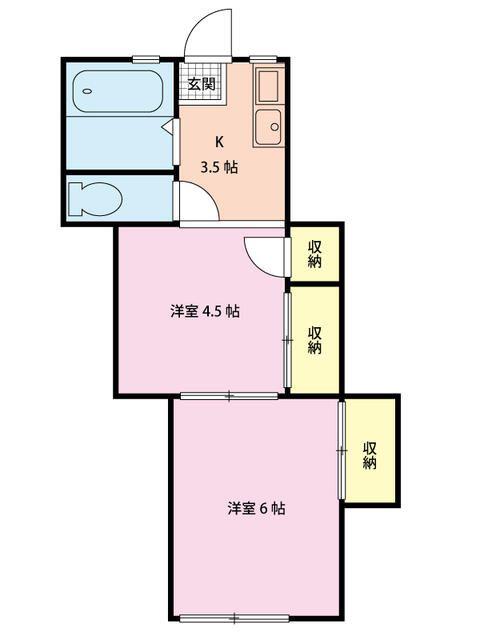相模台ハイツ(2K/1階)の間取り写真