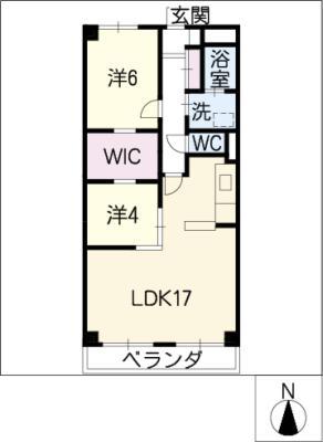 ラ・オーク三軒家(2LDK/4階)の間取り写真