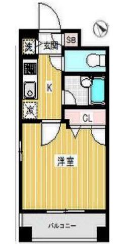 OLIO池尻大橋(1K/6階)の間取り写真
