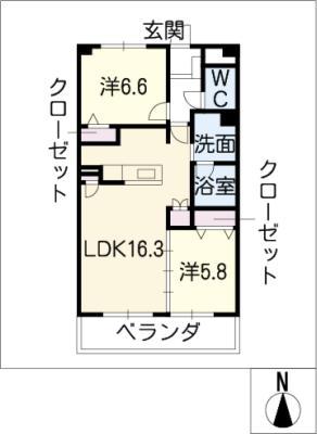 THEPARKTOKINOTERRACE(2LDK/6階)の間取り写真