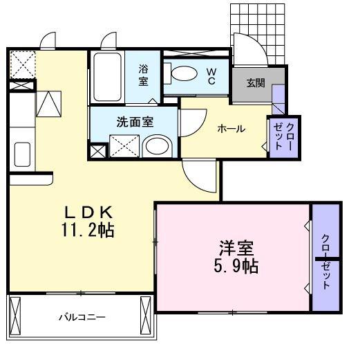 モデラート(1LDK/1階)の間取り写真