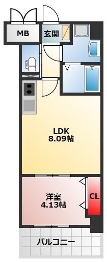 リアライズ堺宿院(1LDK/2階)の間取り写真