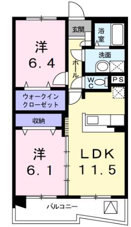 ファインヴィレッジ(2LDK/3階)の間取り写真
