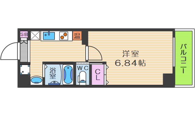 みおつくし西梅田IV(1K/9階)の間取り写真