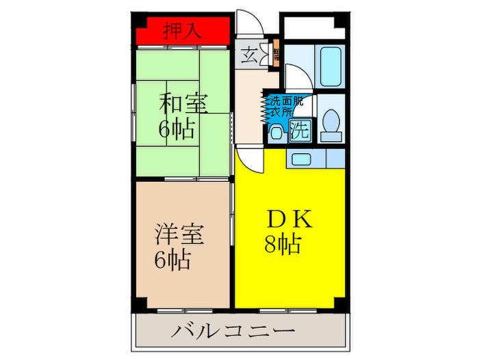 アビタ昭和(2DK/2階)の間取り写真
