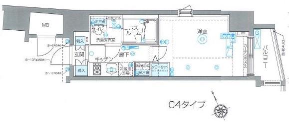 ZOOM恵比寿(1K/3階)の間取り写真