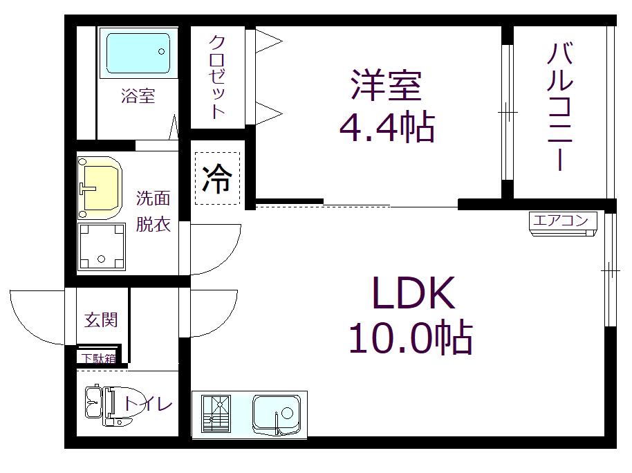 広島電鉄宮島線 東高須駅 徒歩19分 3階建 築5年(1LDK/3階)の間取り写真