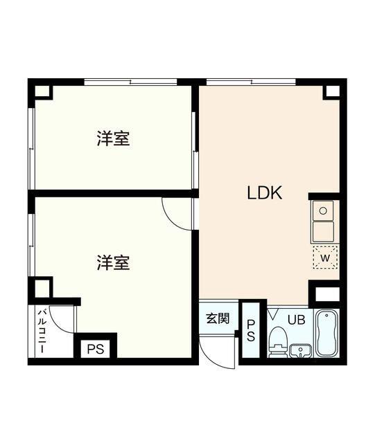 三豊ビル(2LDK/2階)の間取り写真