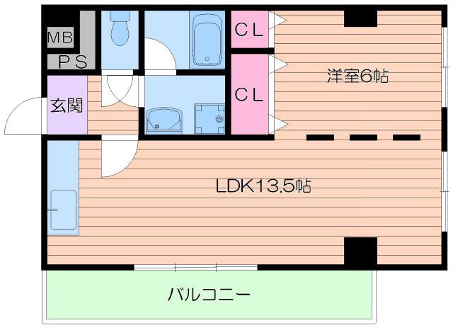 老松コープ(1LDK/4階)の間取り写真
