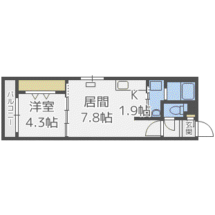 プリエ美園(1LDK/2階)の間取り写真