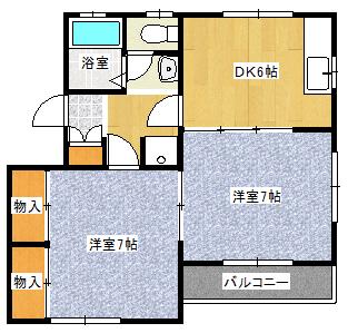 Y Sガーデンプレイス グランデ(2DK/2階)の間取り写真
