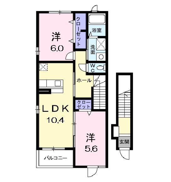 クローネ一番館(2LDK/2階)の間取り写真