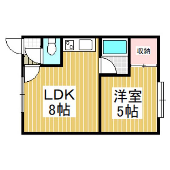 ファンタジー(1DK/2階)の間取り写真