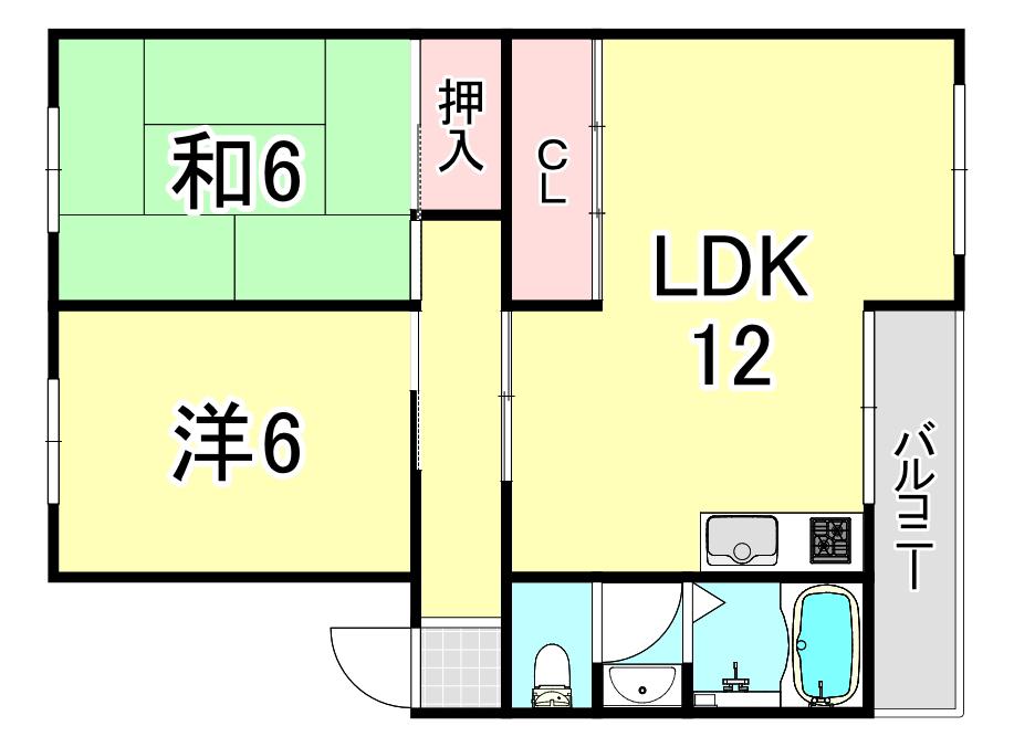 クローカスハイツ(2LDK/2階)の間取り写真