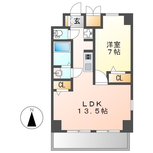 ルラシオン吹上(1LDK/11階)の間取り写真