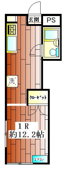 ニッショーII(1DK/1階)の間取り写真