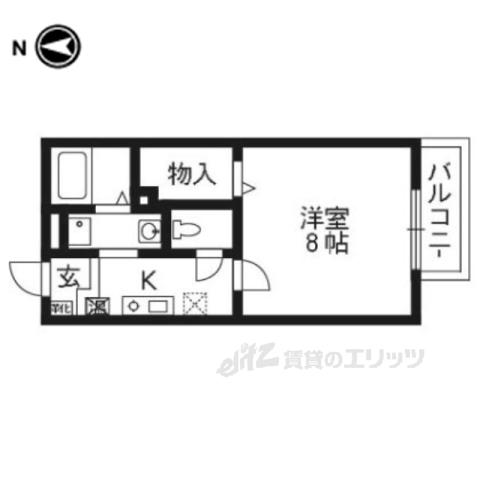 カナル桃山2(1K/1階)の間取り写真