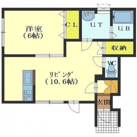 ORTENSIAオルテンシア(1LDK/1階)の間取り写真