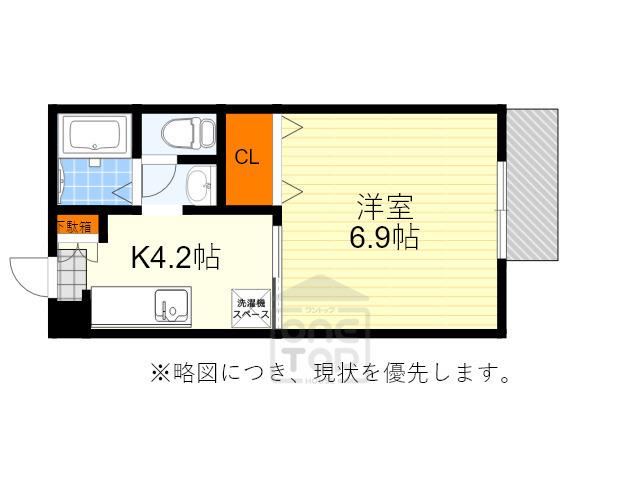 ヒルズ千里山 B棟(1K/1階)の間取り写真