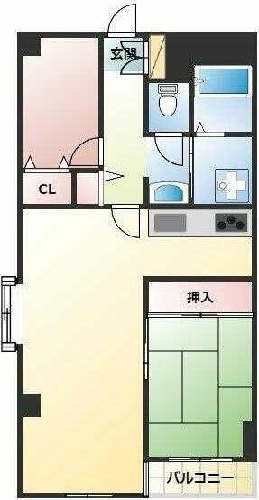 プリモ壱番館(2LDK/3階)の間取り写真
