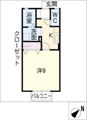 クレアール杉(1K/2階)の間取り写真