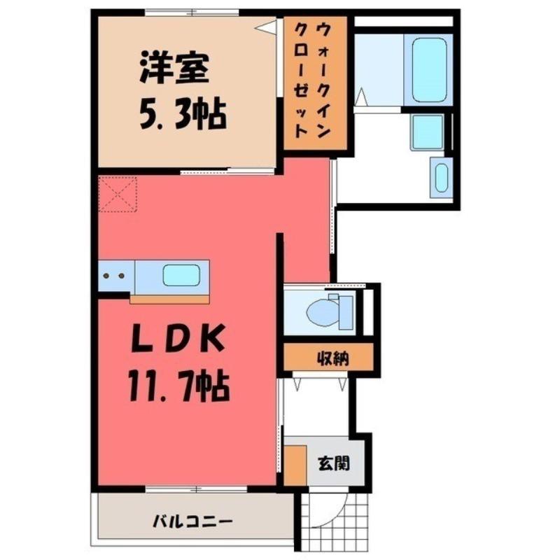 クエルチア A(1LDK/1階)の間取り写真