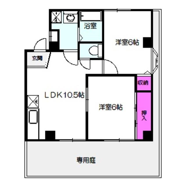 レジスコート今津中(2LDK/1階)の間取り写真