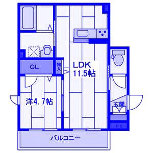 RUWE(1LDK/1階)の間取り写真
