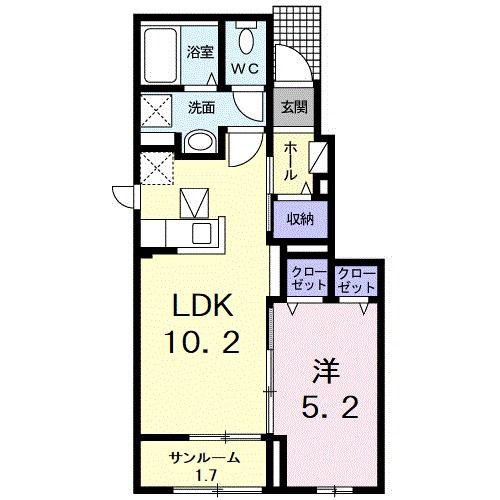 ヴィオラ(1LDK/1階)の間取り写真