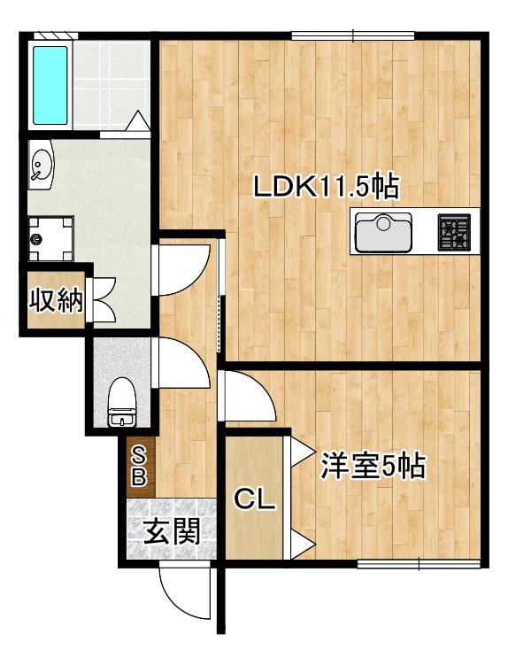 MAISON EST(1LDK/1階)の間取り写真
