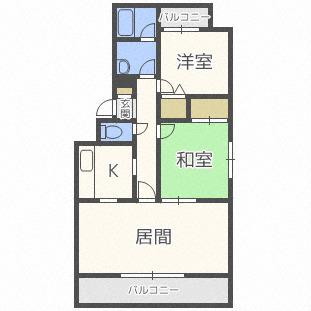 オドミール美香保II(2LDK/3階)の間取り写真
