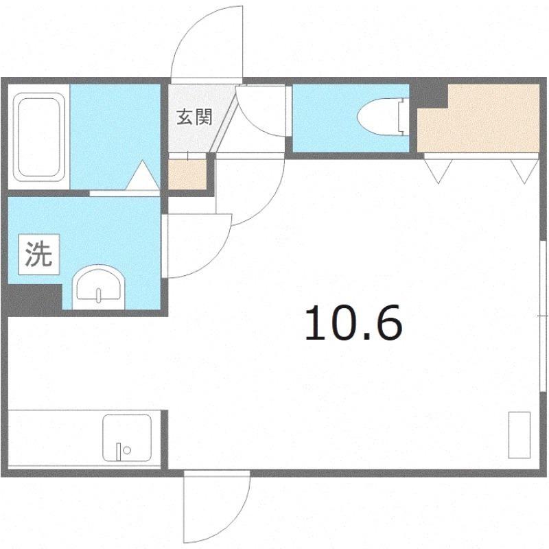ライズ前田I(1K/2階)の間取り写真