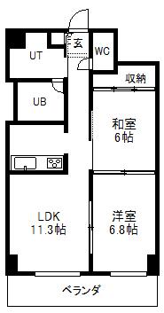 ドミ曙第一(2LDK/7階)の間取り写真