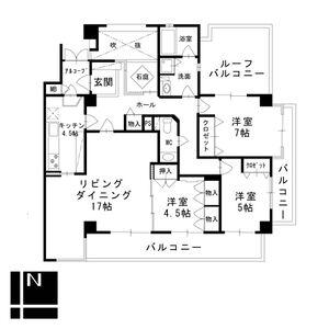 三旺マンション猫洞(3LDK/7階)の間取り写真