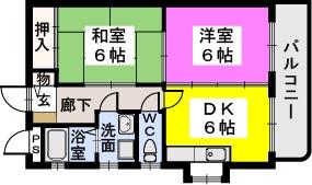 プチメゾン茜(2DK/2階)の間取り写真