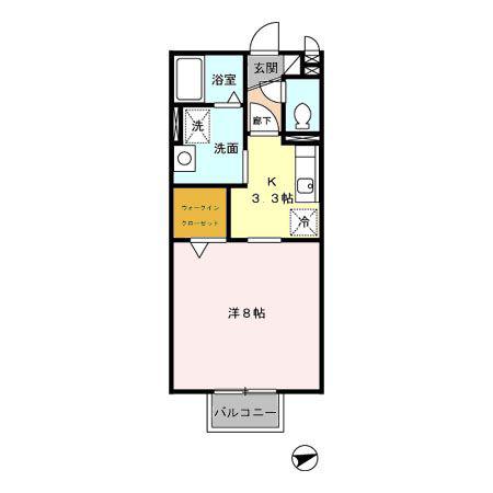 セジュール和泉(1K/2階)の間取り写真