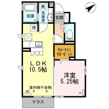 カーサフェリオ(1LDK/1階)の間取り写真